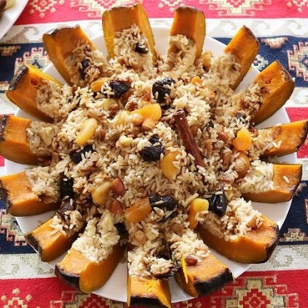 Ghapama Armenian is an Armenian stuffed pumpkin dish, often prepared during the Christmas season.