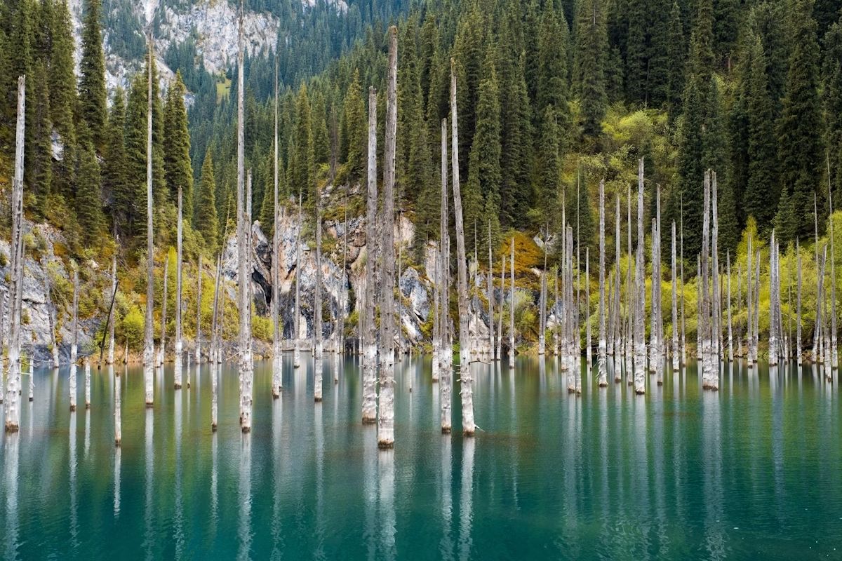 Take a lakeside hike salty Tuzkol Lake