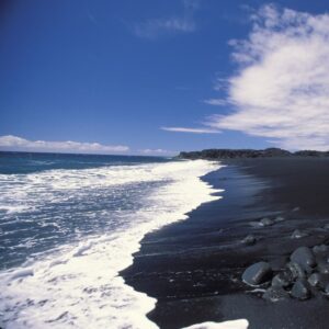 black-sand beach