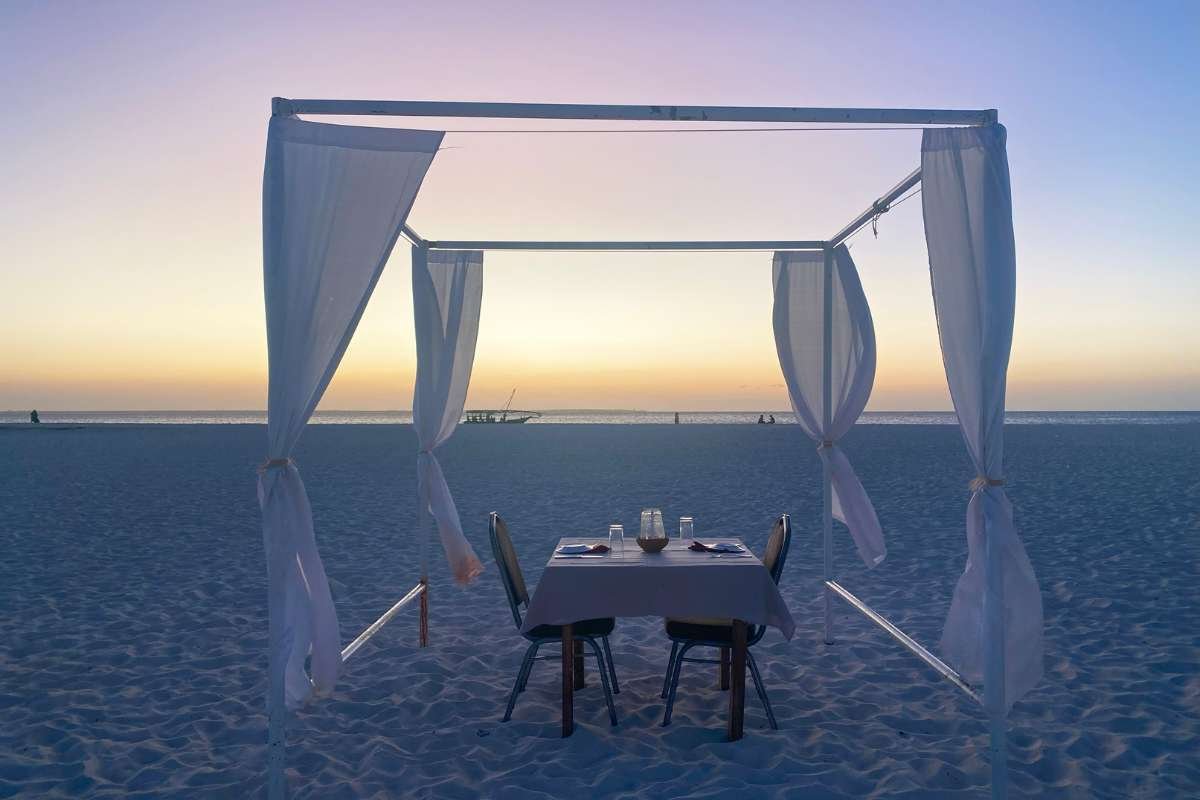 Romantic Dinner Setup on sandy beach
