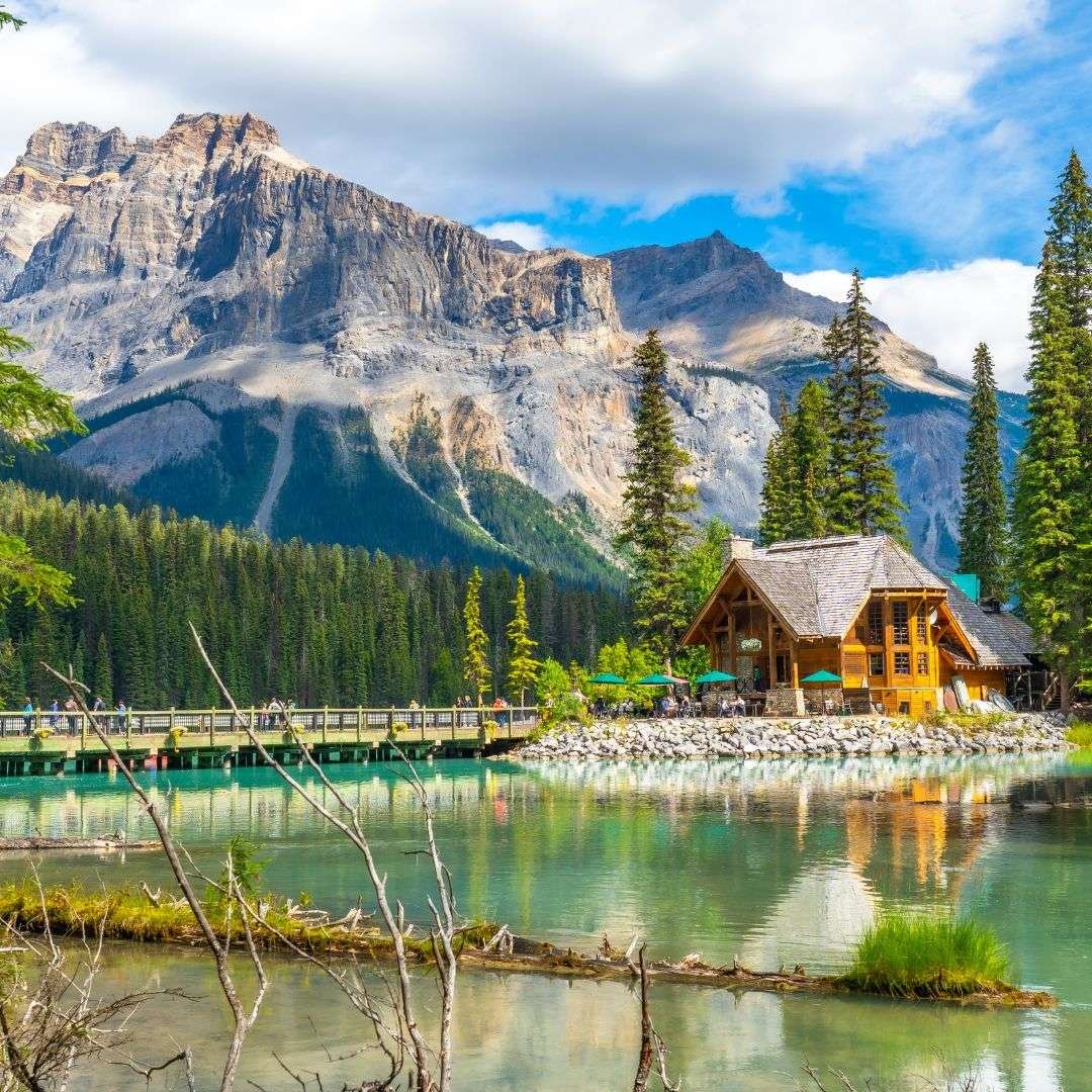 Emerald Lake Lodge Reflecting in Turquoise Water of Emerald Lake, Banff National Park, Canada