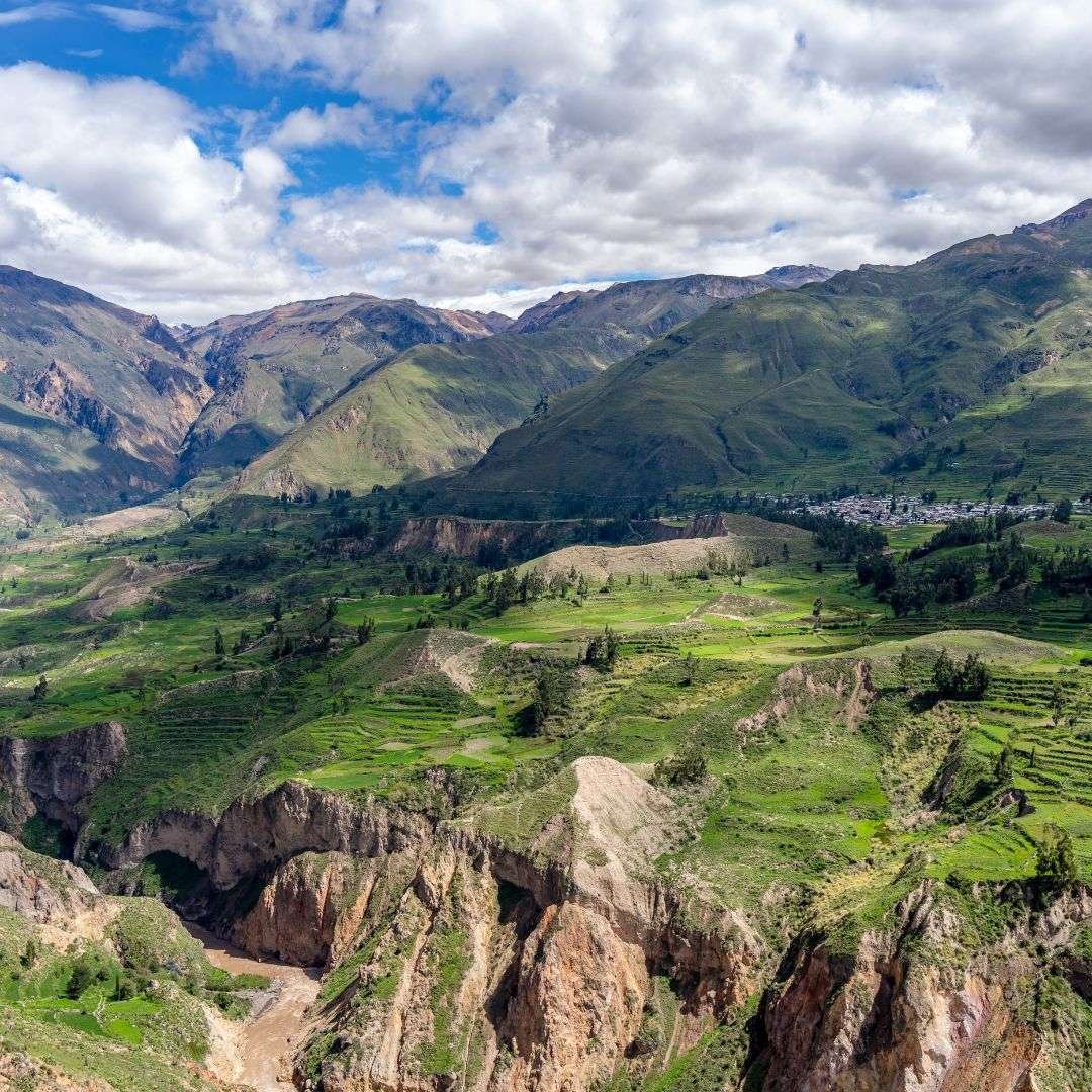 Colca Canyon with a clear blue sky, Peru
