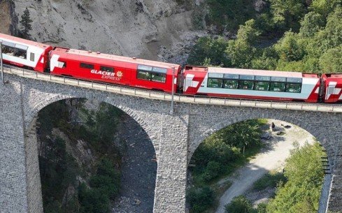 Glacier Express Excellence Class journey through Alpine scenery